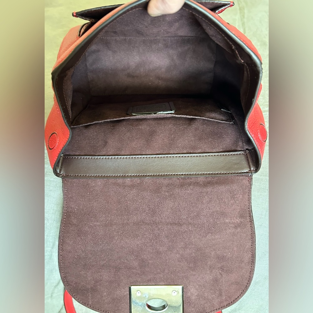 COACH Cassidy Pebble Leather Border Rivets Backpack/Top Handle inBright Cardinal - Picture 11 of 14